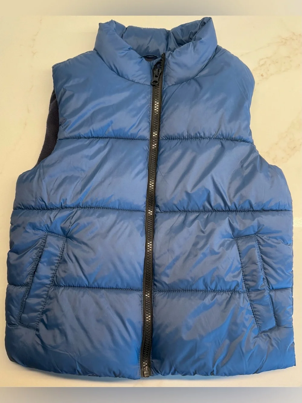 Old Navy Boys Blue Puffer Vest Fleece Lined Size 6-7 S